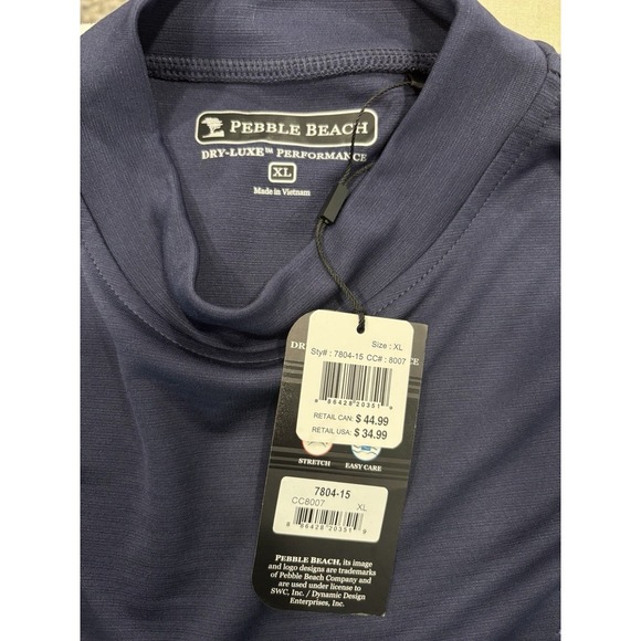 Pebble Beach Dry Luxe Performance Men's XL Shirt Navy Blue Moisture Wicking NWT - Picture 7 of 10